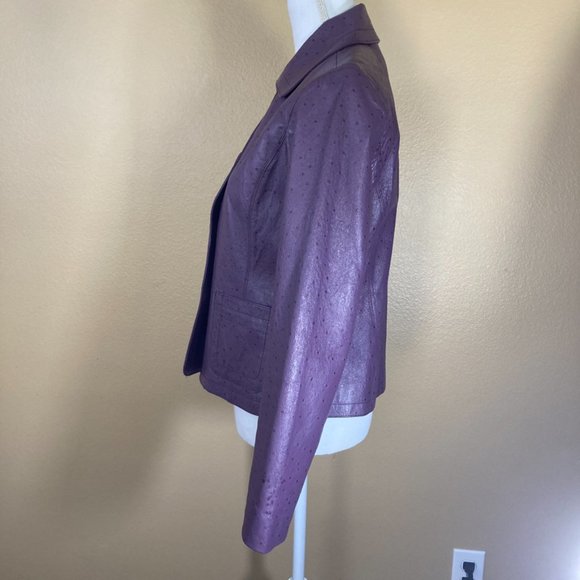 Chico's Ostrich Leather Jacket- size 4 (Chico's -0-) - Picture 3 of 12